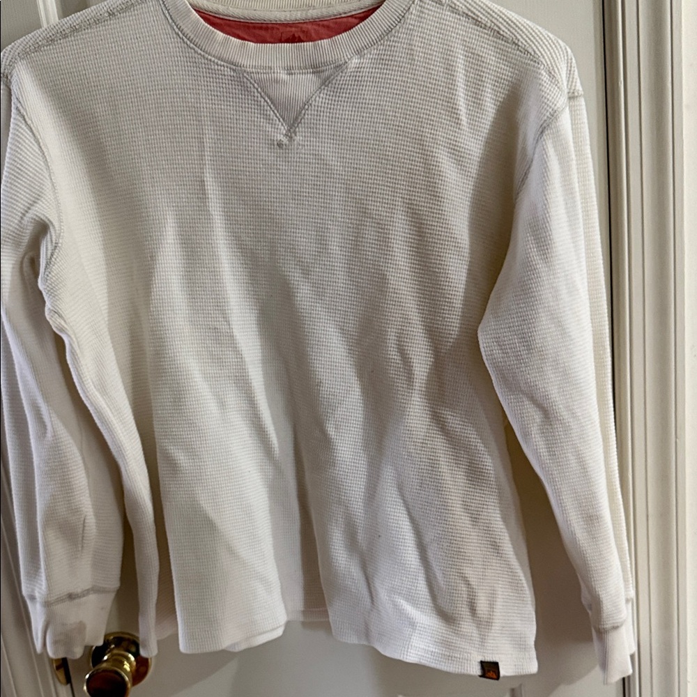 Northwest Cream Waffle Knit Thermal Pullover with Red Neck Lining